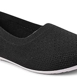 Memory Foam Women's Casual Knitted Slip-On Belly Shoes | Comfortable Lightweight Bellies/Fabric Juttis for Office Travel for Girls and Ladies | Anaro Navy Blue | 4 | Sizes 4-9-image-10