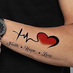 Faith Hope Love Heart Tattoo Waterproof Temporary Body Tattoo Multicolor-11