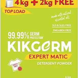 Kikgerm Plant Based Top Load Laundry Detergent Powder - Natural, Eco-friendly, Non-toxic, Chemical-free, Biodegradable - Skin Safe, Pet Safe - Tough Stain Remover - 4 Kg + 2 Kg (6 Kg)-image-88