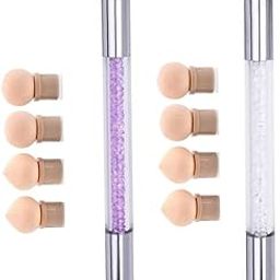 RAYNAG Set of 2 Dual Tipped Ombre Sponge Brush Nail Gradient Shading Pen Nail Tip Builder with 8 Replacement Heads,Purple+White-picture-26