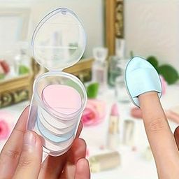 CHRONEX 6pcs Finger Puff Set - Makeup Sponge Puffs with Container for Creams, Concealers & Powders-22