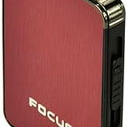 First Dot Aluminum 2-in-1 Automatic Cigarette Case with Lighter | JD-YH003 Refillable Popup Cigarette Box & Holder | Ultra-Thin Cigarette with Built-in Lighter (Red)-0