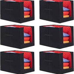 PrettyKrafts 6 Pcs Non Woven Shirt Stacker/Cloth Organizer for Storage/Closet & Wardrobe Organizer for Storage/Foldable Shirt Organizer Cloth Storage Box (Red, 26x40x26 cm)-image-1