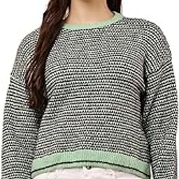 Women's Acrylic Full Sleeve with Round Neck Waist Loose Sky Blue Sweater-image-64