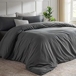 Oversized King Plus Duvet Cover 120"x132", Only One Piece Extra Large Ultra Soft Microfiber Grey Duvet Cover for All Season - Zipper Closure & 8 Corner Ties(Grey, Alaskan King 120x132 inches)-image-49