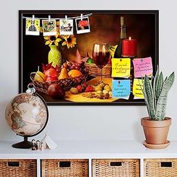 ArtzFolio Still Life Image | Bulletin Board Notice Pin Board | Vision Soft Board Combo with Thumb Push Pins & Sticky Notes | Dark Brown Frame | 23.6 x 16 inch (60 x 41 cms)-24