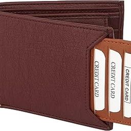 Artificial Leather Men's Wallet - Compact and Light Weight - Comes with a Tan Detachable Card Holder and Button Closure - Color : Brown-picture-29