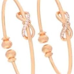Women's Fashion Bracelet, 2 Pieces, Rose Gold Crystal Bow Bangle Set-image-49