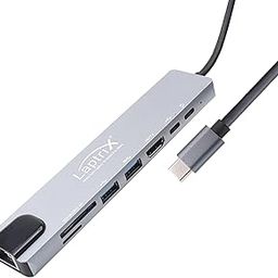 laptrix 8-in-1 USB C Hub, RJ45 Ethernet Multi Port Adapter, with SD/TF Card Slot, 4K HDMI, USB 3.0/2.0, RJ45, 100W PD, USB C Port, Suitable for Docking Stations of D-ell/Surf-ace/H-P/Len/OVO Laptops-3