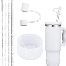NHCDFA Synthetic 6 PCS Stanley Cup Accessories - Straw Cover and Protector, Cute Topper for Sippy Cups, Reusable (Excluding Cups) (White), 1 centiliters-image-37