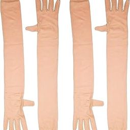 Kuber Industries Unisex Cotton Full Hand Gloves|Sunlight Protection|Soft & Cofortable Glove "2 Pair" (Cream)-7