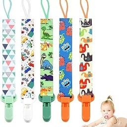 SNOWIE Soft® 5pcs Anti Lost Pacifier Chain Clip for Toddlers Cartoon Fabric Pacifier Clip Strap for Soother, Teether, Toy, Pacifiers Anti Lost Baby Pacifiers Attaching Strap-52
