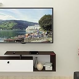 Redwud Glan Engineered Wood TV Entertainment Unit, Wall Mount Set Top Box Stand with Display Shelves - (Wenge/White Finish) Upto 43 inches, D.I.Y-18