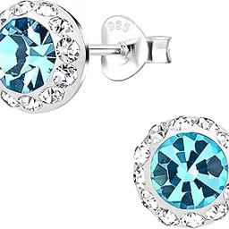 via mazzini 92.5-925 Sterling Silver 9mm 'AquaLuxe Rounds' Crystal Stud Earrings For Women and Girls | Comes in a Gift Box | 925 Stamped with Certificate of Authenticity | ER1806-picture-16