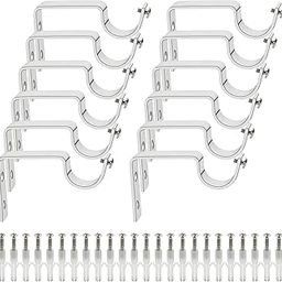 Luxury Heavy Stainless Steel Curtain Support/SS Curtain Holders for Door and Window Curtain Rods with Screw and Wall plug. (12)-image-99