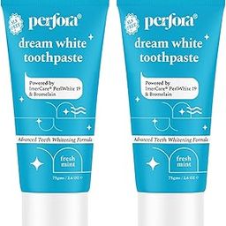 Perfora Dream Whitening Toothpaste - 75 gms (Pack of 2) | Instant Teeth Whitening for Kids & Adults | Made Safe Certified SLS Free & No Artificial Sweeteners | Vegan Friendly Gel - Fresh Mint (Flavor)-image-52