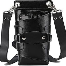 Scissors Holster for Hair Stylist, Genuine Leather with Belt, Scissor Pouch for Hairdressers Salon Hair Stylist Barber Scissors Shear Hairdressing Waist Holder Case Bag, (YGJB-001-Black)-image-22