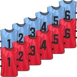 Belity 12 PCS Kid's Football Pinnies 2 Colors Quick Drying Soccer Jerseys Youth Sports Scrimmage Basketball Team Training Numbered Bibs Practice Sports Vest-image-44