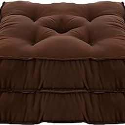 Kuber Industries Pack of 2 Square Chair Pad/Cushion|Quilted Microfiber Fabric & Solid Color|Soft & Comfortable Sitting|Size 45 x 45 x 7 CM (Brown)-11