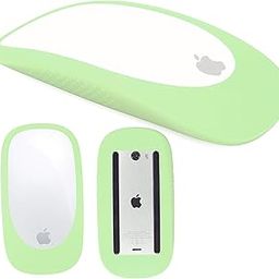 Silicone case Compatible with Apple Magic Mouse 1/2, iMac Mouse Cover, Shockproof with Anti Slip Texture at Sides for Better Grip (Light Green)-image-2