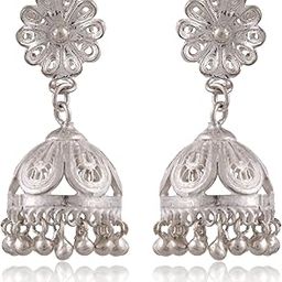 Arteastic Silver Filigree Jewellery Big Jhumki Earrings For Women (Sj-993)-image-75