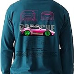 Premium Oversized Sweatshirt, 100% Cotton Terry 300GSM, Heavy French Terry, Porsche Car Graphic Printed, Drop Shoulder, for Men-image-53