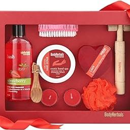 BodyHerbals Strawberry Essential Skincare Gift Set for Women & Men- Bath & Body Care Hamper - Premium Packaging - Gift Box for All Occasions - Set of 6 Pcs - Gift for Birthdays, Anniversary and Special Celebrations-53