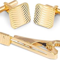 Brass Cufflink & Tie Pin Set (Gold)-image-94