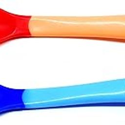THE LITTLE LOOKERS Tip Heat Sensitive Silicone Spoons | Temperature Sensing Spoons | Baby Feeding Silicone Spoon Set (Red & Blue, Pack of 2)-2