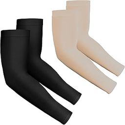 2 Pairs UV Protection Cooling Arm Sleeves Compression Sun Sleeves for Men Women Youth, Tattoo Cover Up, UPF 50-image-42
