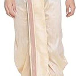 Men's Cream Silk Blend Embroidered Dhoti Ready-to-Wear Traditional Dhoti with Golden Embroidery for Weddings, Festivals, and Casual Wear-image-39