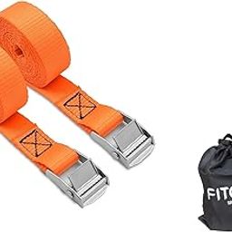 Lashing Straps 10' x 1'' Cam Buckle Tie Down Straps Heavy Duty Up to 120lbs for Cargo, Luggage, Bicycles, Motorcycles, Kayaks, Surfboards, Furniture & Moving Appliances (Tie Down Orange 2Pcs)-50