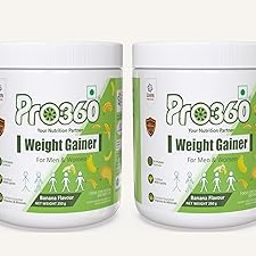 Pro360 Weight Gainer High Protein Powder - Calorie Rich Complete Nutritional Supplement - Triple Protein Source with 25 Vital Nutrients for Men & Women - (250 + 250) G (Banana) Pack of 2-image-4
