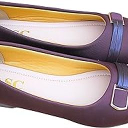 Women's Maroon Buckle Detail Ballet Flats-ME-019-image-8