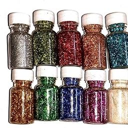 KHUSHA CREATIONS 12 Pcs Glitter Bottles/Glitter Powder for Craft, Decorations, DIY/Craft for Kids/School Project Material-53