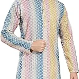 divisive Men's Embroidered Printed Cotton Blend Only Slim Fit Kurta-picture-8