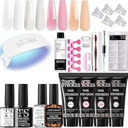 Poly Nail Extension Gel Kit with UV LED Lamp, Nail Primer & Dehydrator, Slip Solution, Dual-Form Tips & Manicure Tools – Long-Lasting DIY Nail Art Kit for Salon-Quality Extensions (24 SET IN ITEM)(OPAL KIT)-34