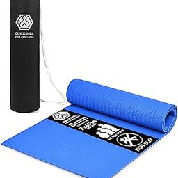 Quick Shel Extra Thick 8mm Thickness Yoga mats Exercise Mat Anti-Skid 8mm thickness Water/Dirt Proof Lightweight easy to Carry for home and gym workouts for men women children with Carry Bag (Blue) (2fts x 6fts)-image-12