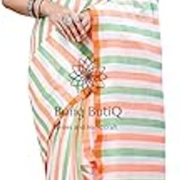 Striped Tricolour Handloom Pure Cotton Saree without Blouse-image-24