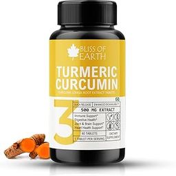 Bliss of Earth Turmeric Curcumin Tablets, 95% Curcuminoids, 500 mg Extract (Equivalent to 3700 mg Root Powder) High Potency, Quick Release & Enhanced Bioavailability., 60 Tablets-image-39