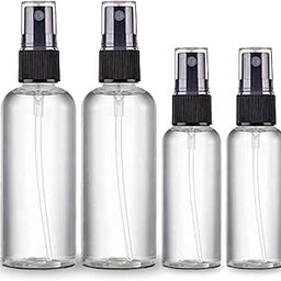 Hunky Dory 30ml 50ml Combo Empty Plastic Transparent Refillable Fine Mist Black Spray Bottle for Saloon, Costemic, Hand Sanitizer, Toner, Perfume, Lotion, Oil, Travel use.(Pack of 4)-7