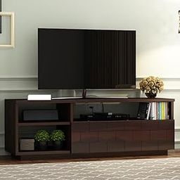 MetalTree Furniture Solid Sheesham Wood TV Unit with 3 Shelves and 1 Drawer Storage - Accommodates up to 55 Inch TV (Lenora, Walnut Finish)-picture-15