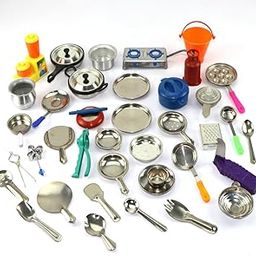 Varnika Stores 38 Pcs Miniature Kitchen Set for Kids Girls - Real Cooking Kit, Steel Choppu Jaman, Play Kitchen (Pack of 38)-image-37