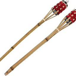 BIUDECO Handheld Bamboo Torch Oil Lamp Garden Torch for Outdoor Decor 2 Pack Red-image-54