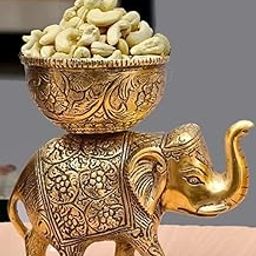 LABHCART Brass Elephant Urli Bowl Ethnic Design Uruli Pot For Home Decor Floating Flowers Candle Lamps Temple Room Traditional Diwali Decoration Gift, 500 ML-image-34