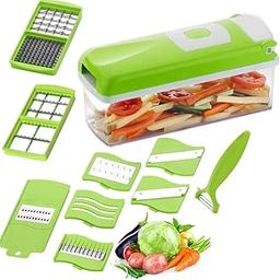 13-in-1 Vegetable Chopper - Multifunctional Food Slicer, Dicer, Grater, and Mandoline with Interchangeable Blades and Storage Container for Easy Meal Prep-image-24