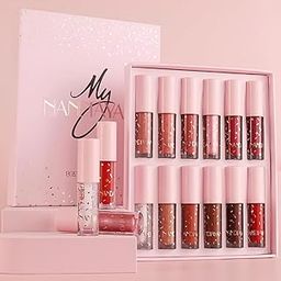 12Pcs Velvet Matte Nude Liquid Lipstick Makeup Set for Women | Waterproof Non-Stick Cup | Long Lasting | Pink Lip Gloss High Shine Lip Plumping Glass Finish Lipstick (N5)-39