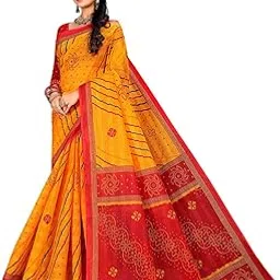 ratan Pure Cotton Bandhani Printed Saree with Blouse Piece & Swarovski Work |Traditional Ethnic Saree for Women-picture-4