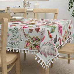 Home Affairs Cotton Printed 6-Seater Rectangular Dining Table Cover - Cotton Fabric With Tassels - 60" X 90" (CA-WS-09-L) - Beige-16