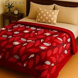 Double Bed Queen Size Razai | Heavy Warm Winter Comforter | 3.5-3.8 kg | Fiber Filled | Soft & Cozy Blanket (Red Leaf Design)-image-93